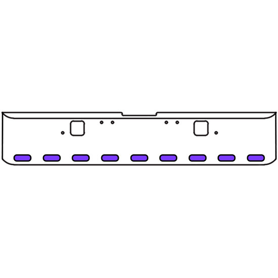 20 Inch Chrome Texas Square Rolled End Bumper Kit With Hook Holes, 9 Oval Amber-Purple Dual Revolution Lights With Visor For Freightliner Classic 120/132 Xl