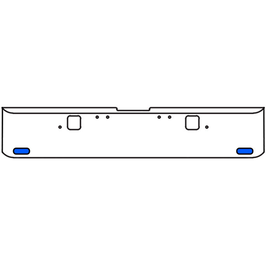 22 Inch Chrome Texas Rolled End Bumper Kit With Hook Holes And 2 Oval Amber-Blue Dual Revolution Lights For Freightliner Classic 120, 132 Xl 2002 - 2007
