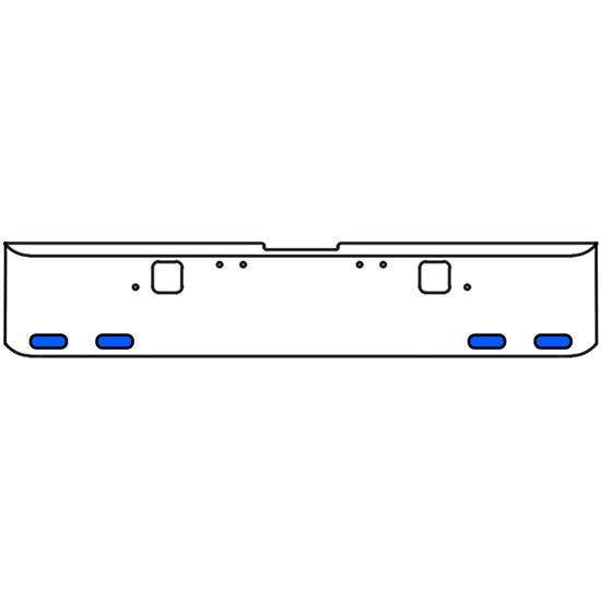 22 Inch Chrome Texas Rolled End Bumper Kit With Hook Holes And 4 Oval Amber-Blue Dual Revolution Lights For Freightliner Classic 120, 132 Xl 2002 - 2007