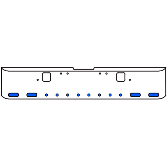 22 Inch Chrome Texas Rolled End Bumper Kit With Hook Holes And 4 Oval-8 Round 2 Inch Amber-Blue Dual Revolution Lights For Freightliner Classic 120, 132 Xl 2002 - 2007