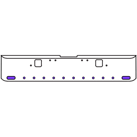 22 Inch Chrome Texas Rolled End Bumper Kit With Hook Holes And 2 Oval-10 Round 2 Inch Amber-Purple Dual Revolution Lights For Freightliner Classic 120, 132 Xl 2002 - 2007