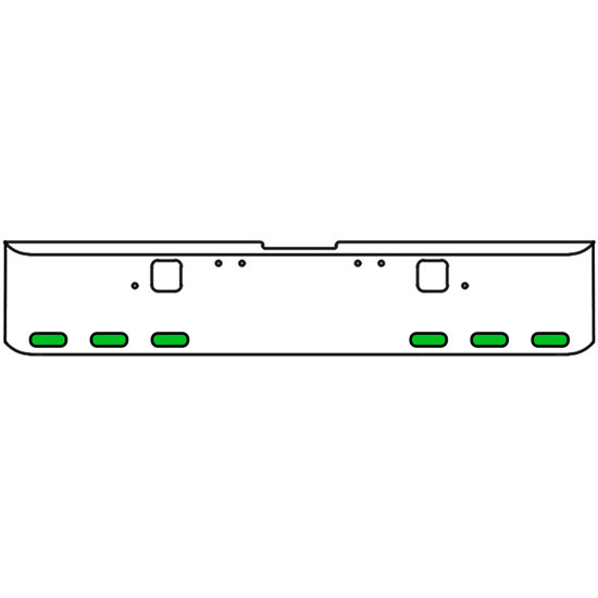 22 Inch Chrome Texas Rolled End Bumper Kit With Hook Holes And 6 Oval Amber-Green Dual Revolution Lights With Visors For Freightliner Classic 120, 132 Xl 2002 - 2007
