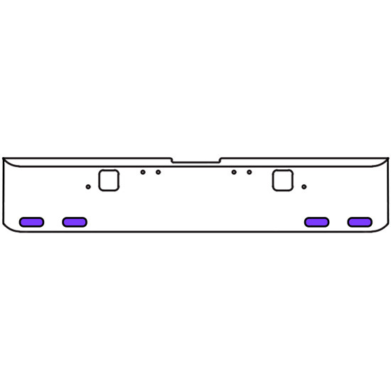 22 Inch Chrome Texas Rolled End Bumper Kit With Hook Holes And 4 Oval Amber-Purple Dual Revolution Lights For Freightliner Classic 120, 132 Xl 2002 - 2007