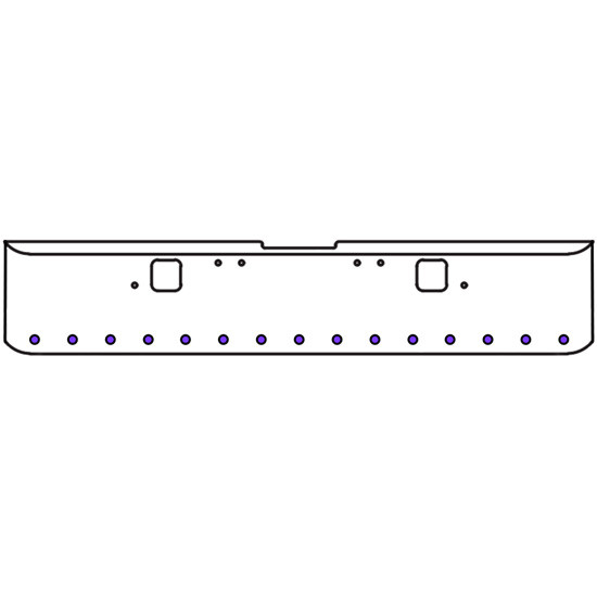 22 Inch Chrome Texas Rolled End Bumper Kit With Hook Holes And 15 Round 2 Inch Amber-Purple Dual Revolution Lights For Freightliner Classic 120, 132 Xl 2002 - 2007