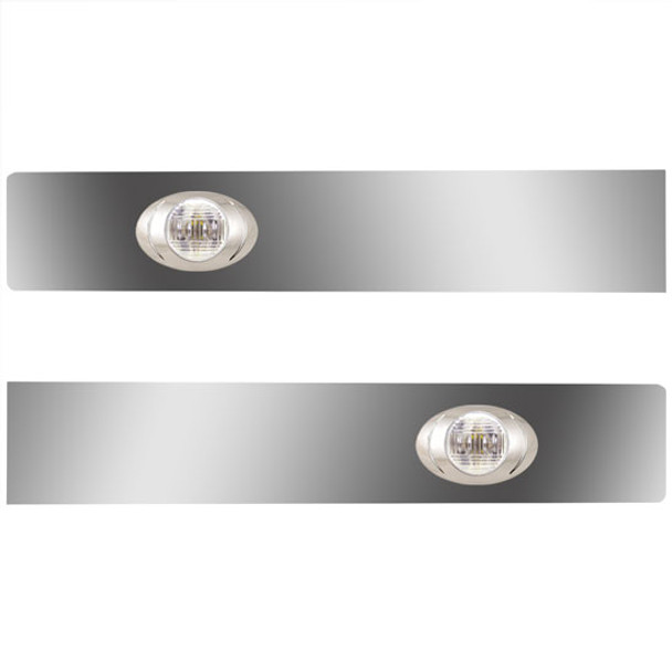Stainless Steel Sleeper Extension Panels W/ 2 P3 Amber/Clear LEDs For Kenworth T660, T800, W900