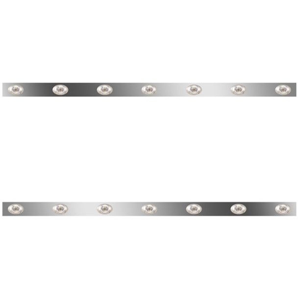72 Inch Stainless Steel Sleeper Panels W/ 14 P3 Amber/Clear LEDs For Kenworth T800, W900