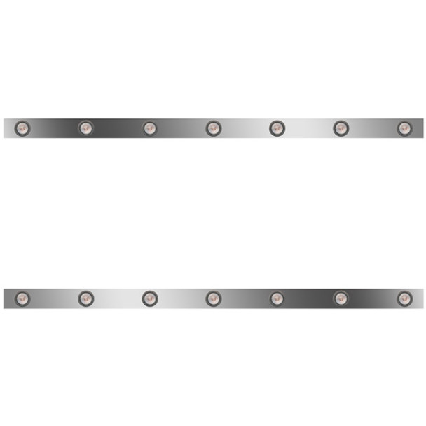 72 Inch Stainless Steel Sleeper Panels W/ 14 Round 2 Inch Amber/Clear LEDs For Kenworth T800, W900