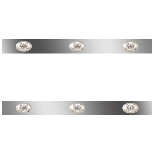38 Inch Stainless Steel Sleeper Panels W/ 6 P3 Amber/Clear LEDs For Kenworth T660, T800, W900
