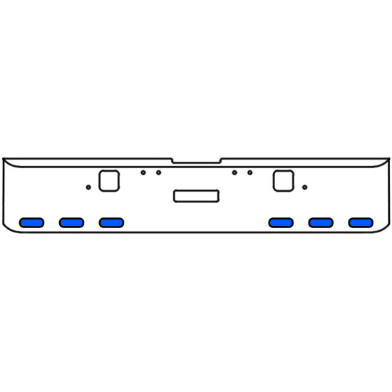 18 Inch Chrome Texas Square Rolled End Bumper With Center Tow And Hook Holes, 6 Ovals Amber/Blue Dual Revolution Lights With Visors For Freightliner Classic 120, 132 Xl