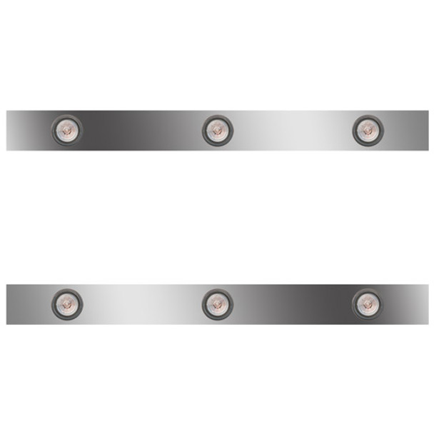 38 Inch Stainless Steel Sleeper Panels W/ 6 Round 2 Inch Amber/Clear LEDs For Kenworth T660, T800, W900
