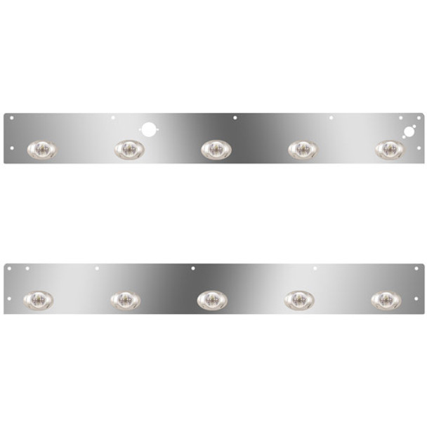 Stainless Steel Cab Panels W/ 10 P3 Amber/Clear LEDs, Block Heater Plug, Step Light Holes For T800, W900