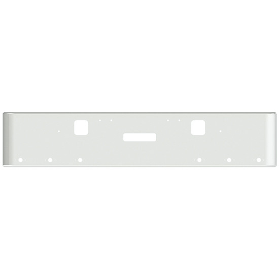 18 Inch Chrome Steel Texas Square Rolled End Bumper With Mounting, Standard Step And Tow/Hitch Holes 6 M1 Millennium Light Holes For Freightliner Classic 1400 Series 2002-2007