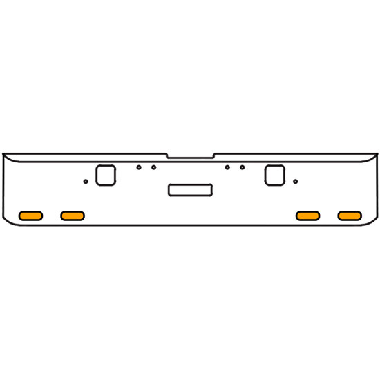20 Inch Chrome Texas Square Rolled End Bumper Kit With Center Tow And Hook Holes, 4 Oval Amber-Clear Mirage Lights Without Visor For Freightliner Classic 120/132 Xl