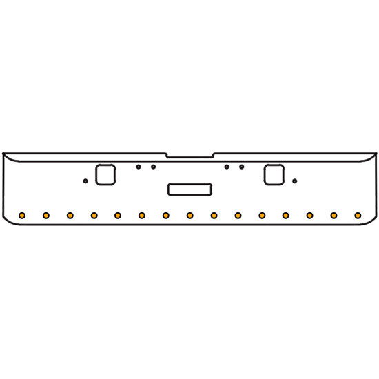 20 Inch Chrome Texas Square Rolled End Bumper Kit With Center Tow And Hook Holes, 15 Round 2 Inch Amber-Clear Mirage Lights With Visor For Freightliner Classic 120/132 Xl