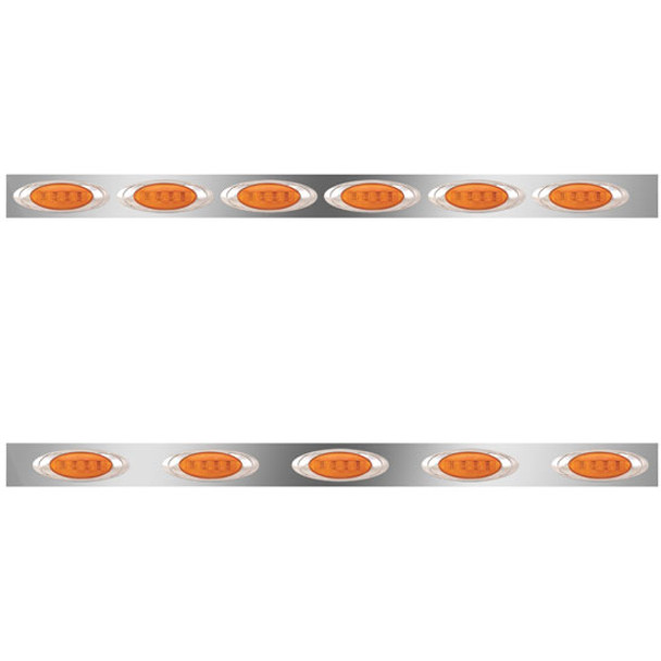 Stainless Steel Cab Panels W/ 11 Total P1 Amber/Amber LEDs For Kenworth W900L Aerocab