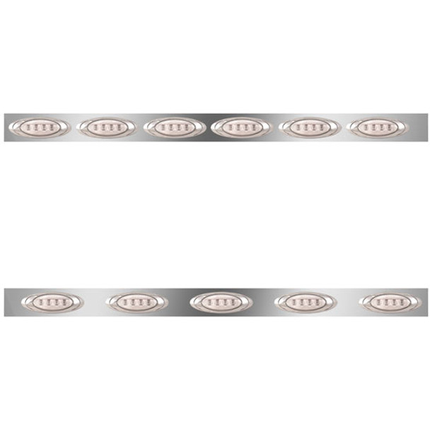 Stainless Steel Cab Panels W/ 11 Total P1 Amber/Clear LEDs For Kenworth W900L Aerocab