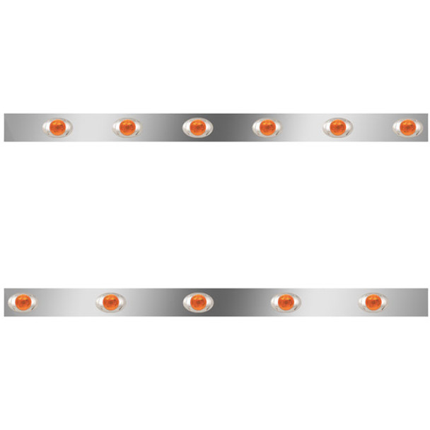 Stainless Steel Cab Panels W/ 11 Total P3 Amber/Amber LEDs For Kenworth W900L Aerocab