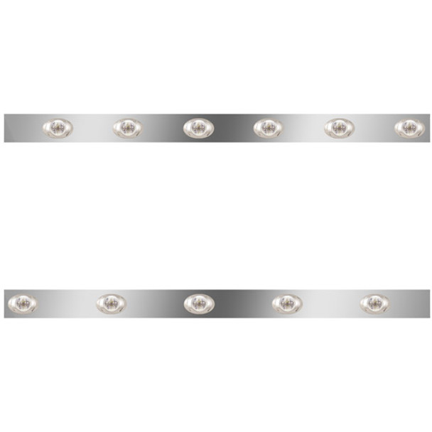 Stainless Steel Cab Panels W/ 11 Total P3 Amber/Clear LEDs For Kenworth W900L Aerocab