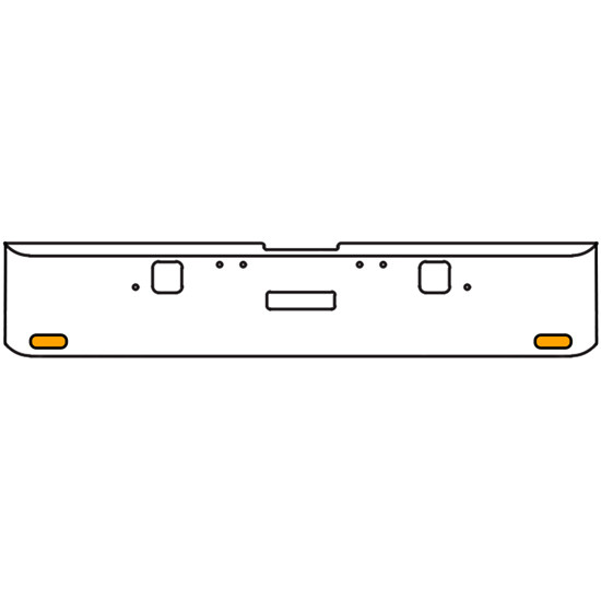 22 Inch Chrome Texas Rolled End Bumper Kit With Center Tow And Hook Holes And 2 Oval Amber-Clear Mirage Lights For Freightliner Classic 120, 132 Xl 2002 - 2007