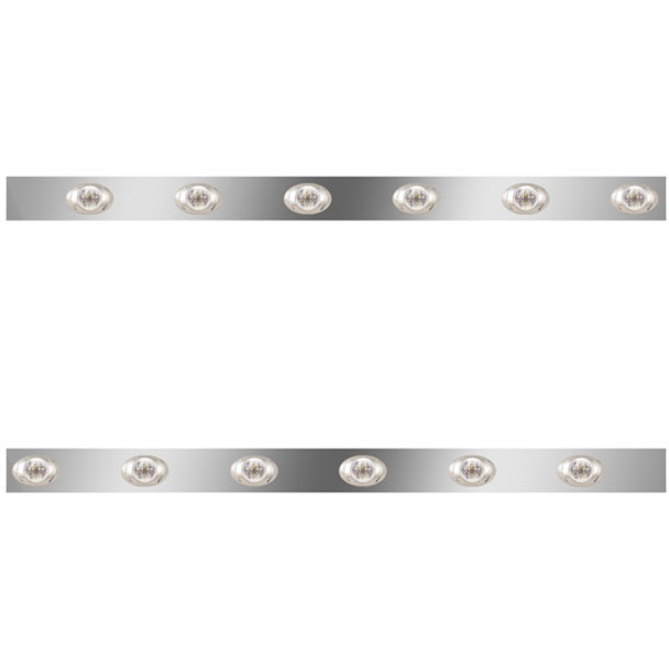 Stainless Steel Cab Panels W/ 12 P3 Amber/Clear LEDs For Kenworth W900L Aerocab