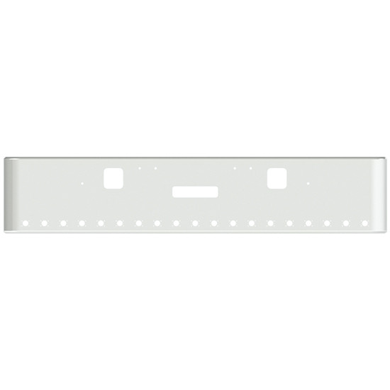 22 Inch Chrome Steel Texas Square Bumper With Mounting, Standard Step And Tow/Hitch Holes 19 M3 Or P3 Light Holes For Freightliner Classic 1400 Series 2002-2007