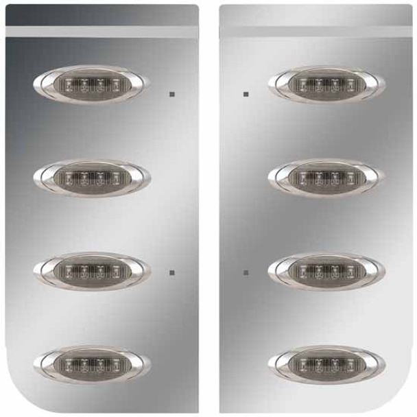 Stainless Steel Cowl Panels W/ 8 P1 Amber/Smoked LEDs For Kenworth W900B/W900L