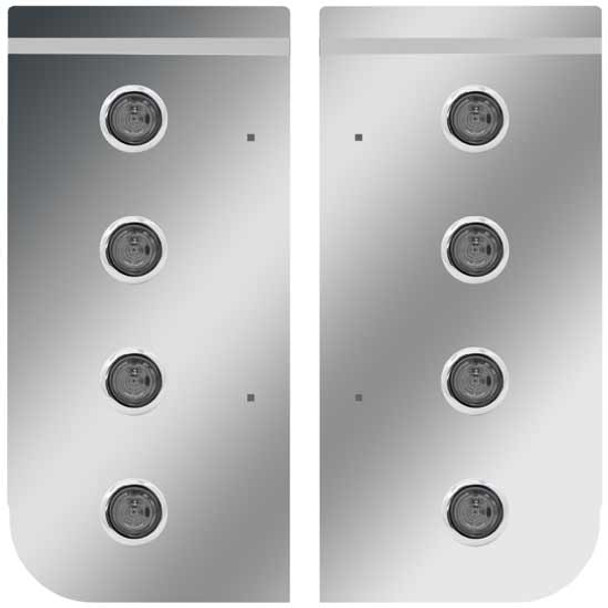 Stainless Steel Cowl Panels W/ 8 Round 3/4 Inch Amber/Smoked LEDs For Kenworth W900L, Aerocab