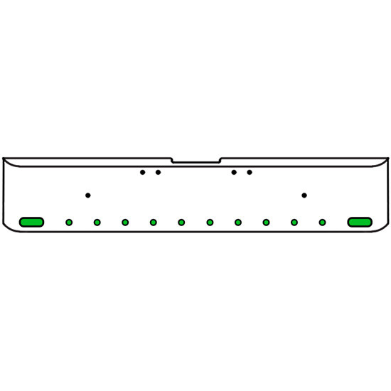 18 Inch Chrome Texas Rolled End Bumper Kit With Bolt Holes And 2 Oval-10 Round 2 Inch Amber-Green Dual Revolution Lights With Visors For Freightliner Classic 120, 132 Xl 2002- 2007