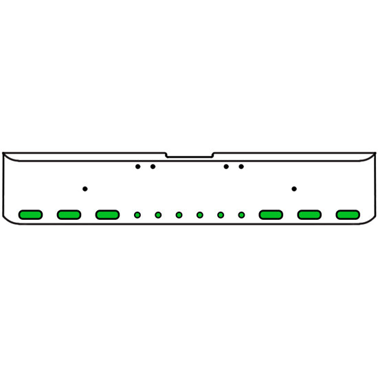 18 Inch Chrome Texas Rolled End Bumper Kit With Bolt Holes And 6 Oval-6 Round 2 Inch Amber-Green Dual Revolution Lights For Freightliner Classic 120, 132 Xl 2002- 2007