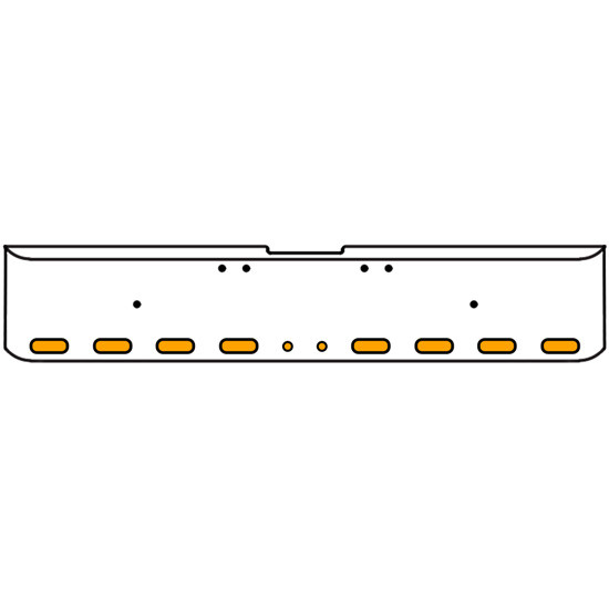 18 Inch Chrome Texas Rolled End Bumper Kit With Bolt Holes And 8 Oval-2 Round 2 Inch Amber-Clear Mirage Lights With Visors For Freightliner Classic 120, 132 Xl 2002- 2007