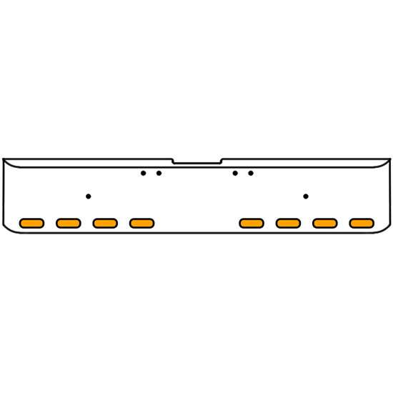 18 Inch Chrome Texas Rolled End Bumper Kit With Bolt Holes And 8 Oval Amber-Clear Mirage Lights For Freightliner Classic 120, 132 Xl 2002- 2007