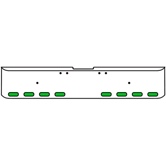 20 Inch Chrome Texas Rolled End Bumper Kit With Bolt Holes And 8 Oval Amber-Green Dual Revolution Lights With Visors For Freightliner Classic 120, 132 Xl 2002- 2007
