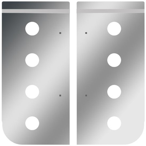 Stainless Steel Cowl Panels W/ 8 Round 2 Inch Light Holes, 9-3/8 In Mounting Holes For Kenworth W900B, W900L