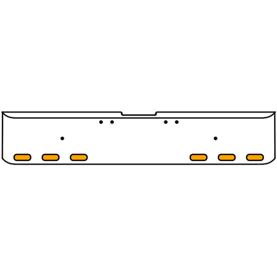 20 Inch Chrome Texas Rolled End Bumper Kit With Bolt Holes And 6 Oval Amber Mirage Lights With Visors For Freightliner Classic 120, 132 Xl 2002- 2007