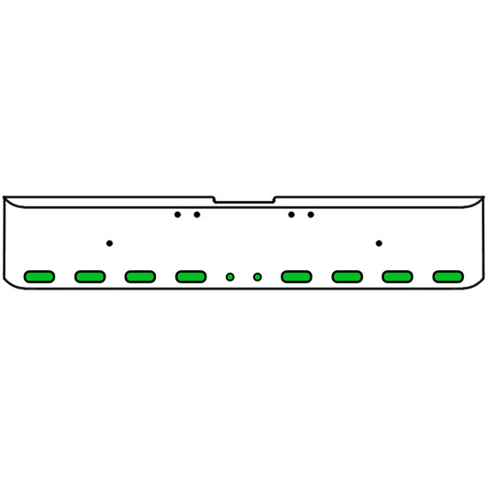 20 Inch Chrome Texas Rolled End Bumper Kit With Bolt Holes And 8 Oval-2 Round 2 Inch Amber-Green Dual Revolution Lights For Freightliner Classic 120, 132 Xl 2002- 2007