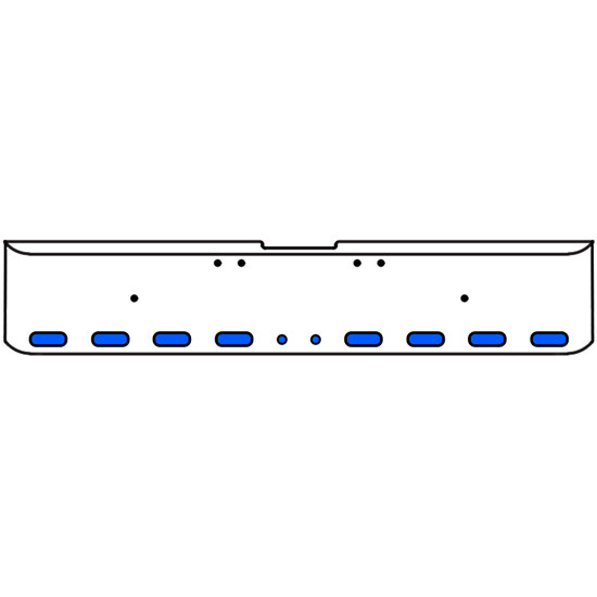 22 Inch Chrome Texas Rolled End Bumper Kit With Bolt Holes And 8 Oval-2 Round 2 Inch Amber-Blue Dual Revolution Lights With Visors For Freightliner Classic 120, 132 Xl 2002- 2007