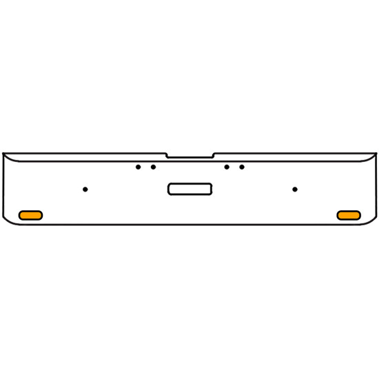 18 Inch Chrome Texas Rolled End Bumper Kit With Center Tow Hole And 2 Oval Amber-Clear Chrome Lights For Freightliner Classic 120, 132 Xl 2002- 2007
