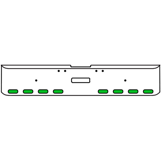 18 Inch Chrome Texas Rolled End Bumper Kit With Center Tow Hole And 8 Oval Amber-Green Dual Revolution Lights For Freightliner Classic 120, 132 Xl 2002- 2007