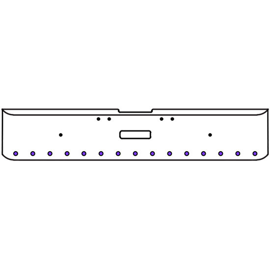 18 Inch Chrome Texas Rolled End Bumper Kit With Center Tow Hole And 15 Round 2 Inch Amber-Purple Dual Revolution Lights For Freightliner Classic 120, 132 Xl 2002- 2007