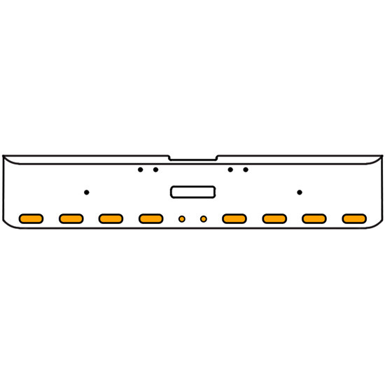 20 Inch Chrome Texas Rolled End Bumper Kit With Center Tow Hole And 8 Oval-2 Round 2 Inch Amber Mirage Lights For Freightliner Classic 120, 132 Xl 2002- 2007