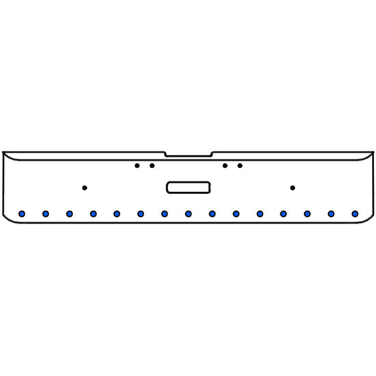 20 Inch Chrome Texas Rolled End Bumper Kit With Center Tow Hole And 15 Round 2 Inch Amber-Blue Dual Revolution Lights With Visors For Freightliner Classic 120, 132 Xl 2002- 2007