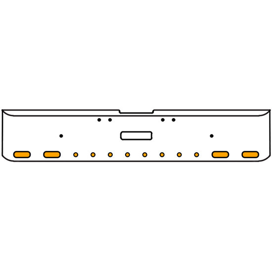 22 Inch Chrome Texas Rolled End Bumper Kit With Center Tow Hole And 4 Oval-8 Round 2 Inch Amber-Clear Chrome Lights For Freightliner Classic 120, 132 Xl 2002- 2007