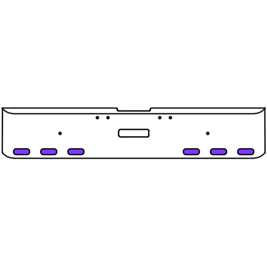 22 Inch Chrome Texas Rolled End Bumper Kit With Center Tow Hole And 6 Oval Amber-Purple Dual Revolution Lights For Freightliner Classic 120, 132 Xl 2002- 2007
