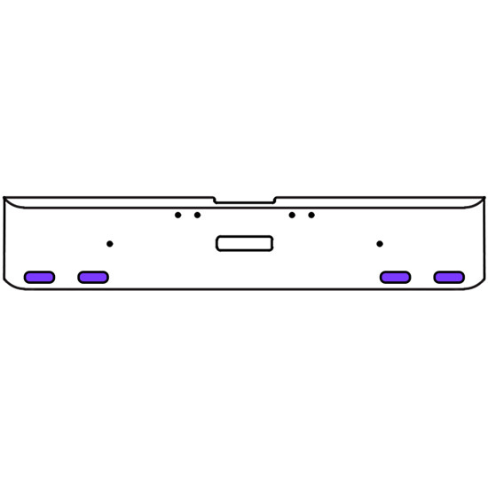22 Inch Chrome Texas Rolled End Bumper Kit With Center Tow Hole And 4 Oval Amber-Purple Dual Revolution Lights With Visors For Freightliner Classic 120, 132 Xl 2002- 2007