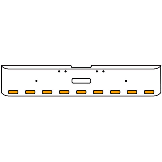 22 Inch Chrome Texas Rolled End Bumper Kit With Center Tow Hole And 9 Oval Amber-Clear Mirrored Lights For Freightliner Classic 120, 132 Xl 2002- 2007