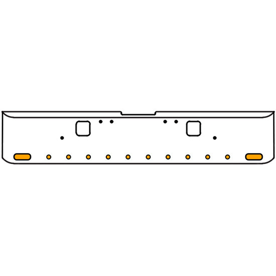 18 Inch Chrome Texas Rolled End Bumper Kit With Hook Holes And 2 Oval-10 Round 2 Inch Amber-Clear Mirage Lights With Visors For Freightliner Classic 120, 132 Xl 2002- 2007