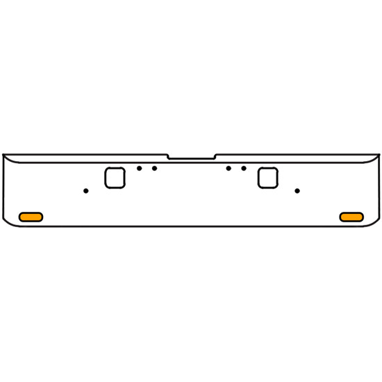 18 Inch Chrome Texas Rolled End Bumper Kit With Hook Holes And 2 Oval Amber Mirage Lights With Visors For Freightliner Classic 120, 132 Xl 2002- 2007