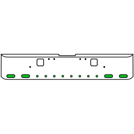 18 Inch Chrome Texas Rolled End Bumper Kit With Hook Holes And 4 Oval-8 Round 2 Inch Amber-Green Dual Revolution Lights For Freightliner Classic 120, 132 Xl 2002- 2007