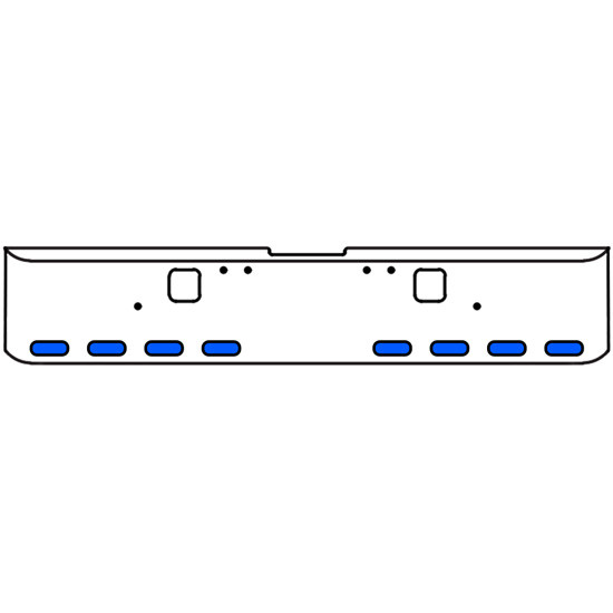 18 Inch Chrome Texas Rolled End Bumper Kit With Hook Holes And 8 Oval Amber-Blue Dual Revolution Lights With Visors For Freightliner Classic 120, 132 Xl 2002- 2007