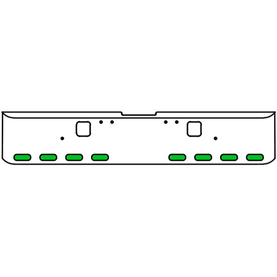 18 Inch Chrome Texas Rolled End Bumper Kit With Hook Holes And 8 Oval Amber-Green Dual Revolution Lights For Freightliner Classic 120, 132 Xl 2002- 2007